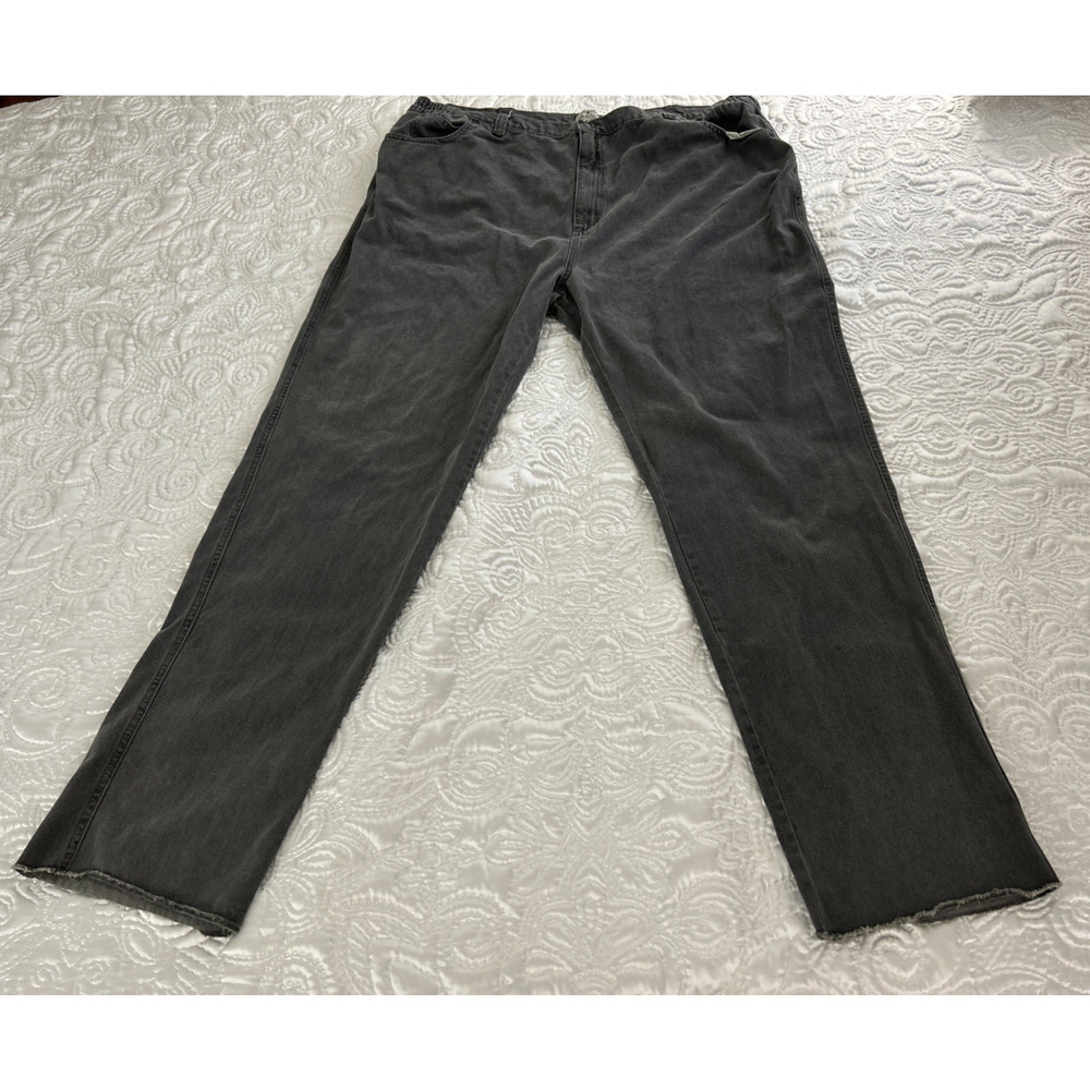 Liberty Blues Men Jeans Elastic Waist Big Size 48-52x36” BlackPants Raw Hem